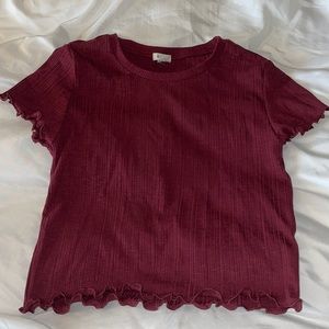 Maroon Top with Ruffled Bottom - Perfect For Fall!